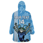 Custom NSW Blues Rugby Wearable Blanket Hoodie Cockroaches Polynesian Pattern Tropical Vibes
