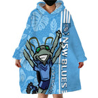 Custom NSW Blues Rugby Wearable Blanket Hoodie Cockroaches Polynesian Pattern Tropical Vibes