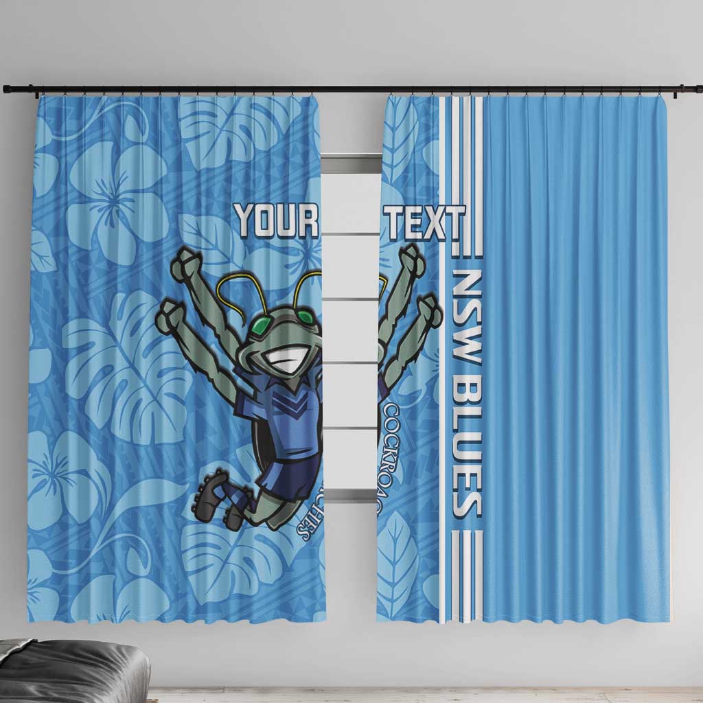 Custom NSW Blues Rugby Window Curtain Cockroaches Polynesian Pattern Tropical Vibes