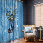 Custom NSW Blues Rugby Window Curtain Cockroaches Polynesian Pattern Tropical Vibes