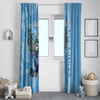 Custom NSW Blues Rugby Window Curtain Cockroaches Polynesian Pattern Tropical Vibes
