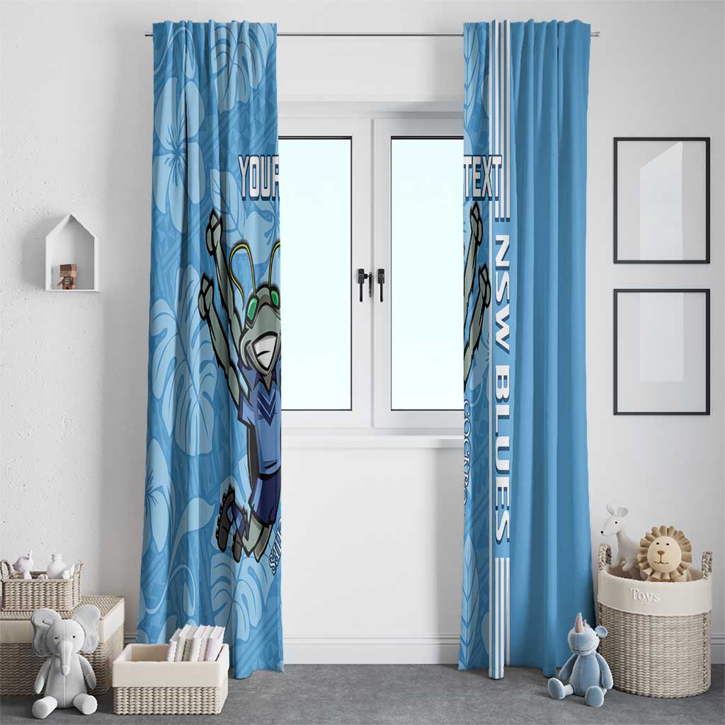 Custom NSW Blues Rugby Window Curtain Cockroaches Polynesian Pattern Tropical Vibes
