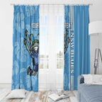 Custom NSW Blues Rugby Window Curtain Cockroaches Polynesian Pattern Tropical Vibes