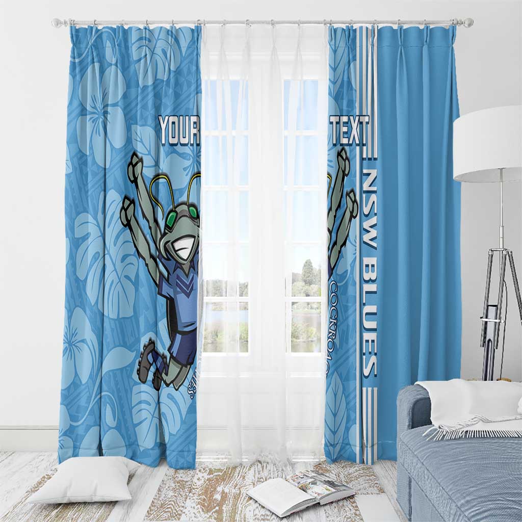 Custom NSW Blues Rugby Window Curtain Cockroaches Polynesian Pattern Tropical Vibes