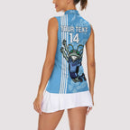 Custom NSW Blues Rugby Women Sleeveless Polo Shirt Cockroaches Polynesian Pattern Tropical Vibes
