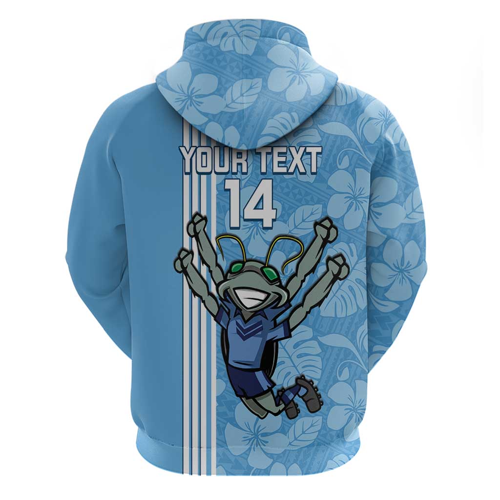 Custom NSW Blues Rugby Zip Hoodie Cockroaches Polynesian Pattern Tropical Vibes