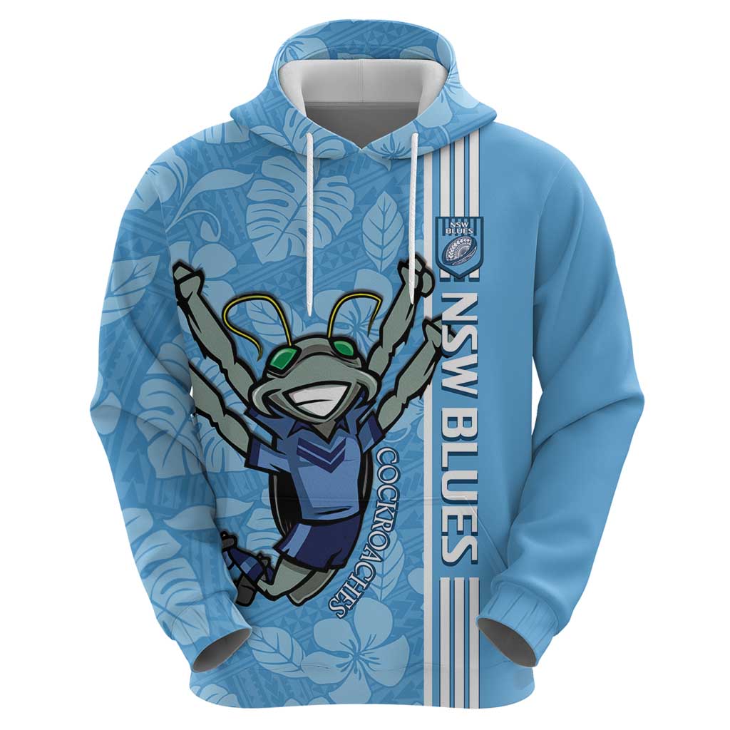Custom NSW Blues Rugby Zip Hoodie Cockroaches Polynesian Pattern Tropical Vibes