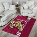 Custom QLD Maroons Rugby Area Rug Cane Toads Polynesian Pattern Tropical Vibes
