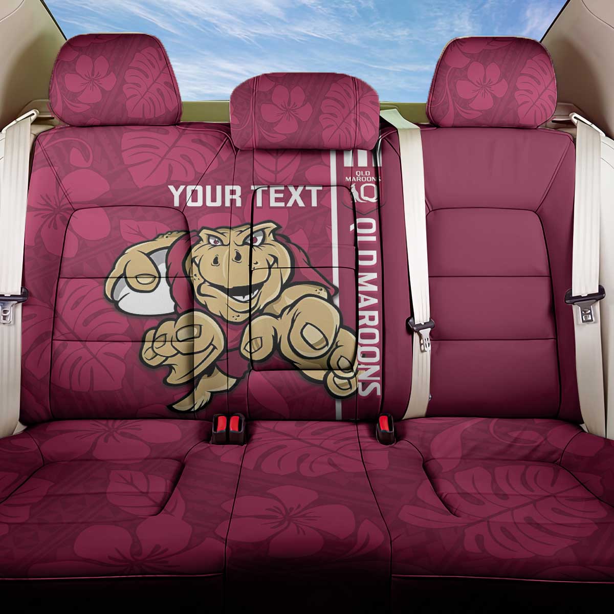 Custom QLD Maroons Rugby Back Car Seat Cover Cane Toads Polynesian Pattern Tropical Vibes