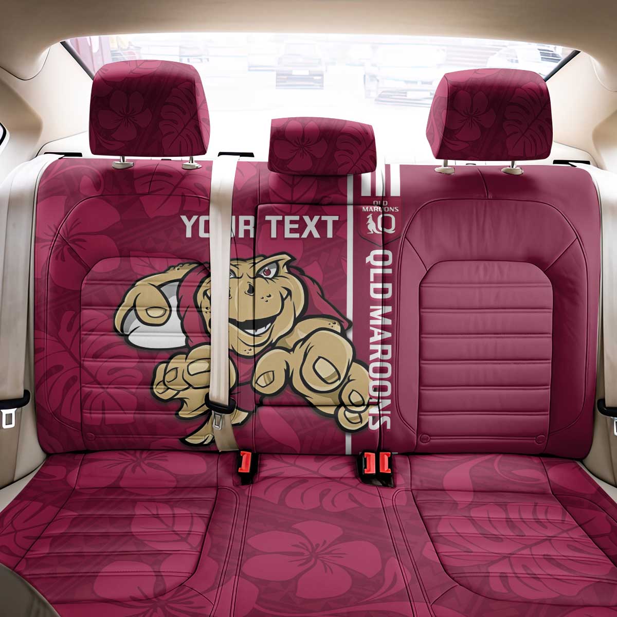 Custom QLD Maroons Rugby Back Car Seat Cover Cane Toads Polynesian Pattern Tropical Vibes