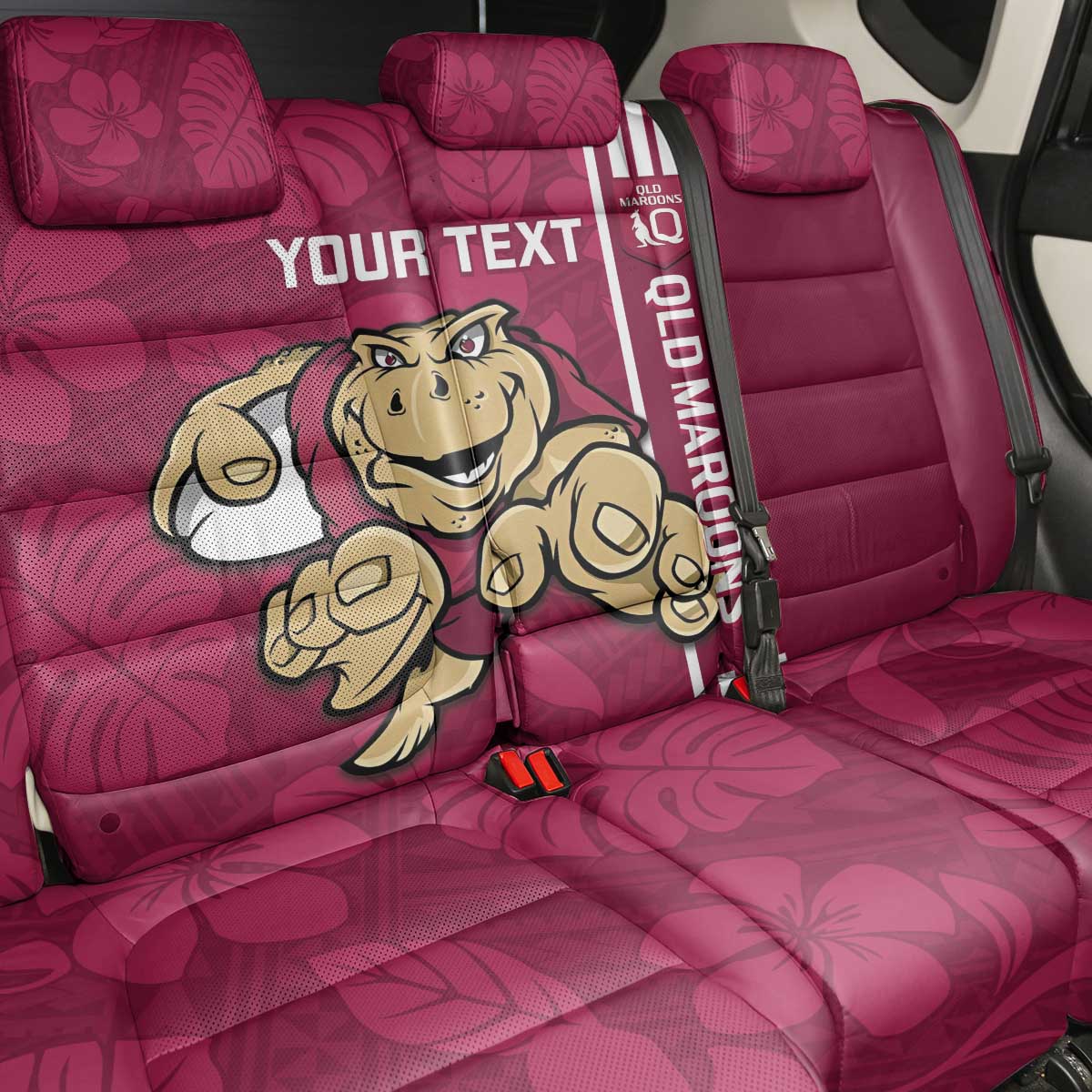 Custom QLD Maroons Rugby Back Car Seat Cover Cane Toads Polynesian Pattern Tropical Vibes