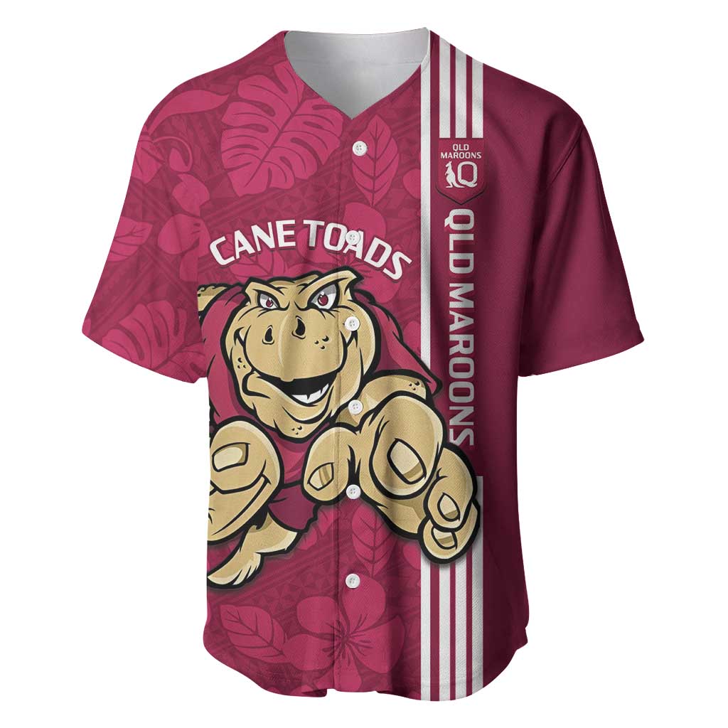 Custom QLD Maroons Rugby Baseball Jersey Cane Toads Polynesian Pattern Tropical Vibes