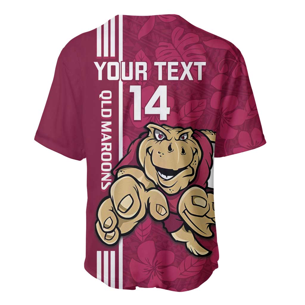 Custom QLD Maroons Rugby Baseball Jersey Cane Toads Polynesian Pattern Tropical Vibes