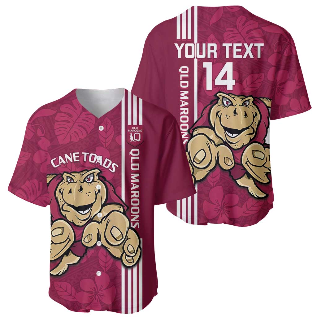 Custom QLD Maroons Rugby Baseball Jersey Cane Toads Polynesian Pattern Tropical Vibes