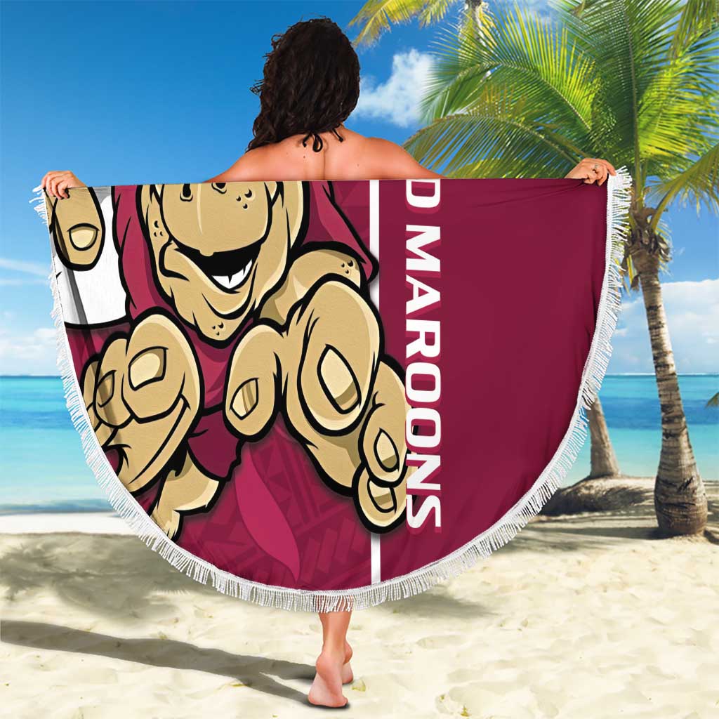Custom QLD Maroons Rugby Beach Blanket Cane Toads Polynesian Pattern Tropical Vibes
