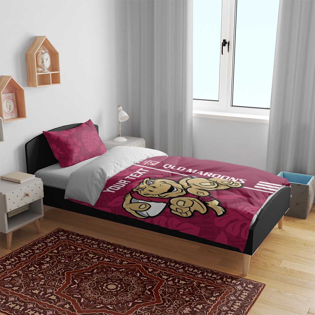 Custom QLD Maroons Rugby Bedding Set Cane Toads Polynesian Pattern Tropical Vibes