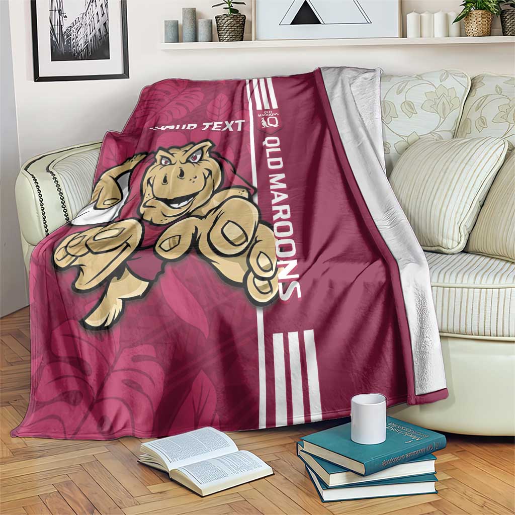 Custom QLD Maroons Rugby Blanket Cane Toads Polynesian Pattern Tropical Vibes