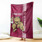Custom QLD Maroons Rugby Blanket Cane Toads Polynesian Pattern Tropical Vibes