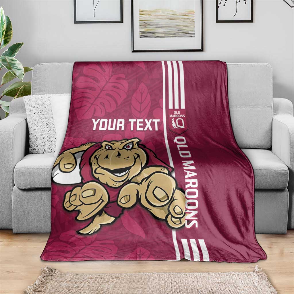 Custom QLD Maroons Rugby Blanket Cane Toads Polynesian Pattern Tropical Vibes