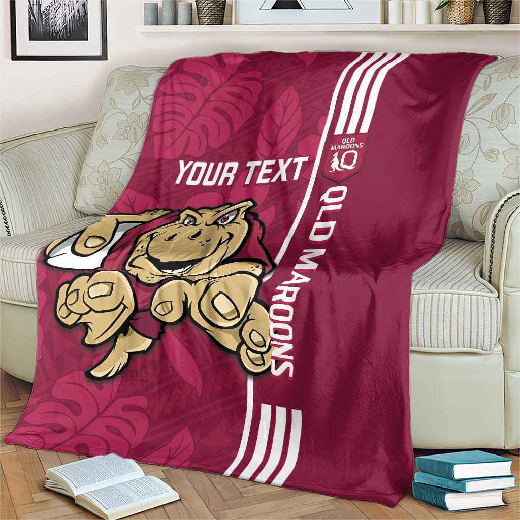 Custom QLD Maroons Rugby Blanket Cane Toads Polynesian Pattern Tropical Vibes