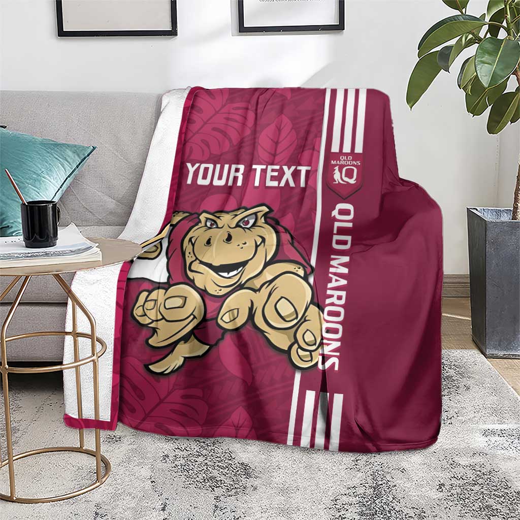 Custom QLD Maroons Rugby Blanket Cane Toads Polynesian Pattern Tropical Vibes