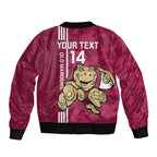 Custom QLD Maroons Rugby Bomber Jacket Cane Toads Polynesian Pattern Tropical Vibes