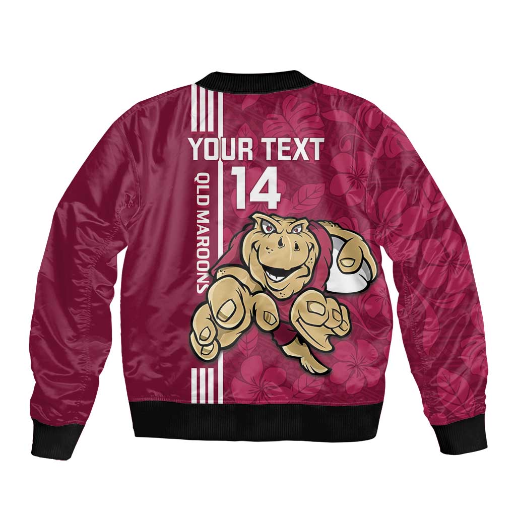 Custom QLD Maroons Rugby Bomber Jacket Cane Toads Polynesian Pattern Tropical Vibes