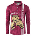 Custom QLD Maroons Rugby Button Sweatshirt Cane Toads Polynesian Pattern Tropical Vibes