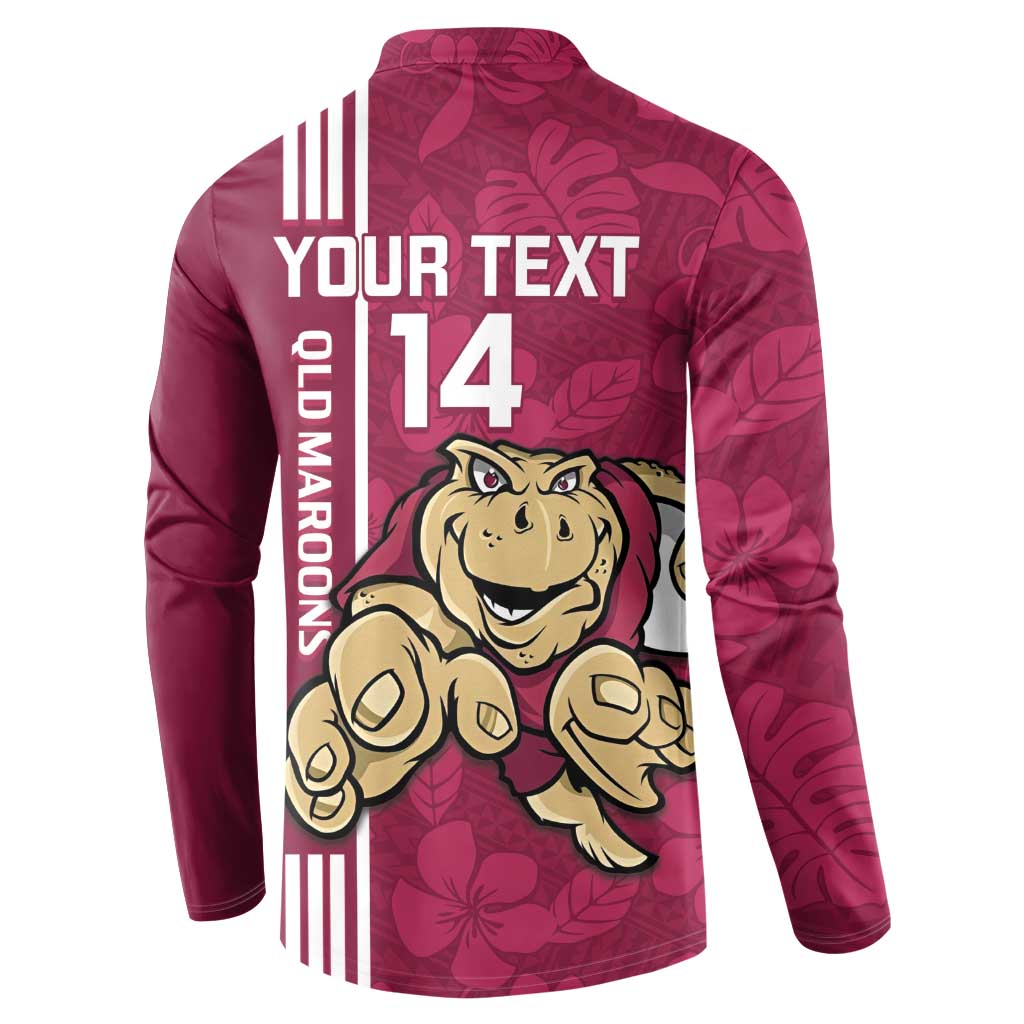 Custom QLD Maroons Rugby Button Sweatshirt Cane Toads Polynesian Pattern Tropical Vibes