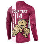 Custom QLD Maroons Rugby Button Sweatshirt Cane Toads Polynesian Pattern Tropical Vibes