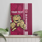 Custom QLD Maroons Rugby Canvas Wall Art Cane Toads Polynesian Pattern Tropical Vibes