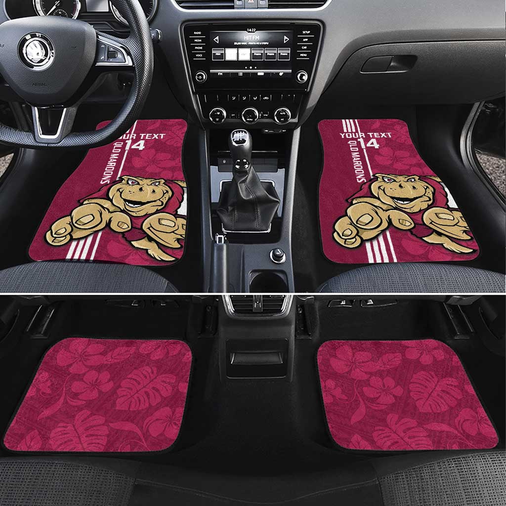 Custom QLD Maroons Rugby Car Mats Cane Toads Polynesian Pattern Tropical Vibes