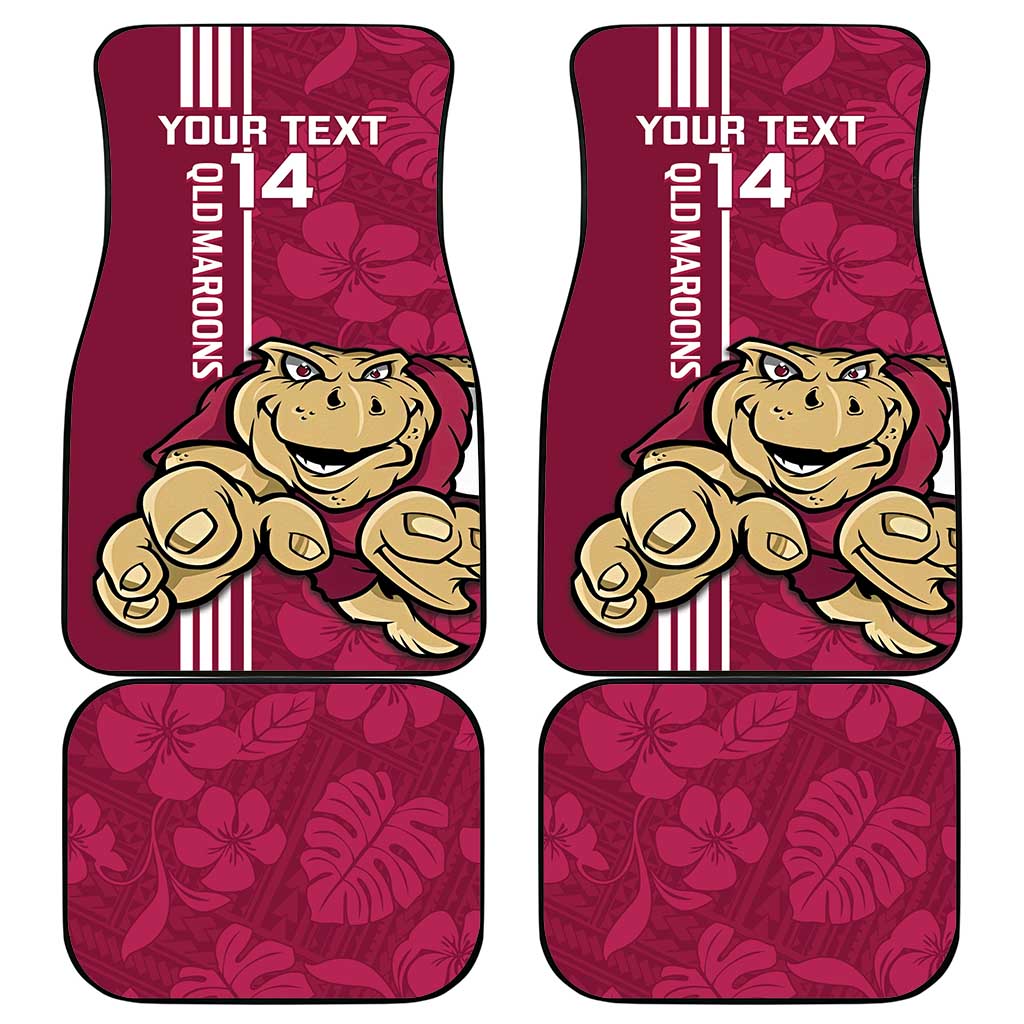 Custom QLD Maroons Rugby Car Mats Cane Toads Polynesian Pattern Tropical Vibes