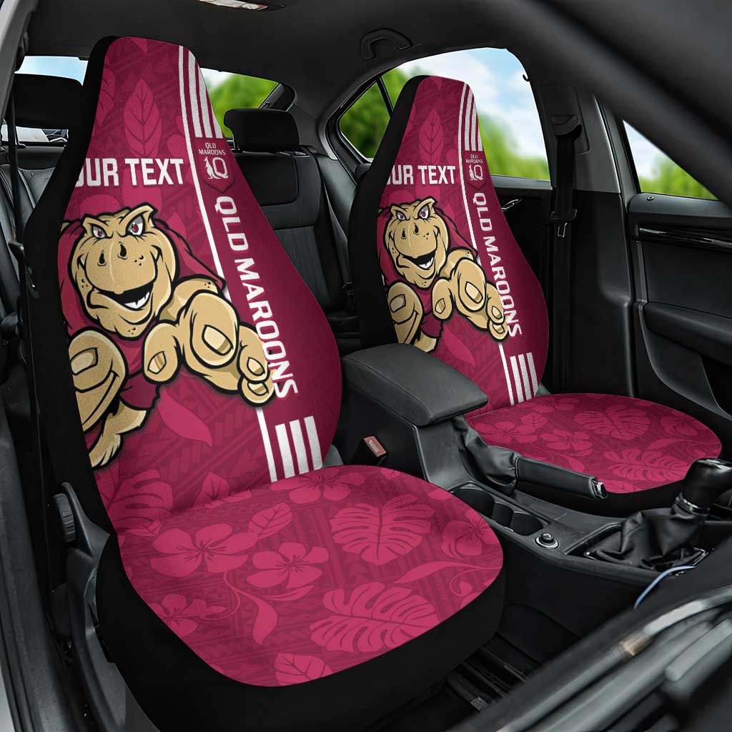 Custom QLD Maroons Rugby Car Seat Cover Cane Toads Polynesian Pattern Tropical Vibes