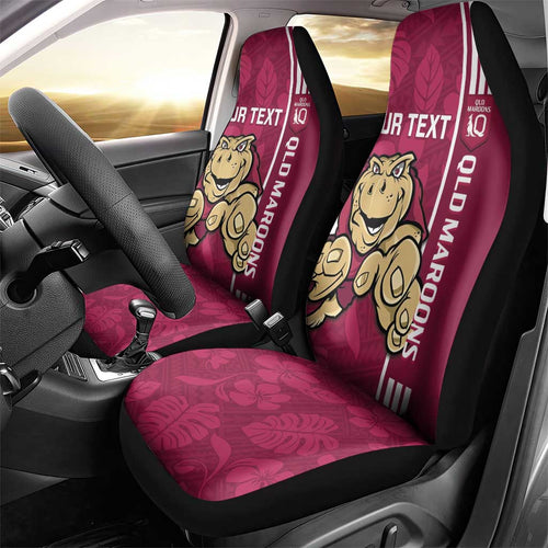 Custom QLD Maroons Rugby Car Seat Cover Cane Toads Polynesian Pattern Tropical Vibes