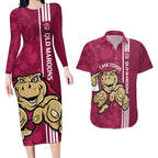 Custom QLD Maroons Rugby Couples Matching Long Sleeve Bodycon Dress and Hawaiian Shirt Cane Toads Polynesian Pattern Tropical Vibes
