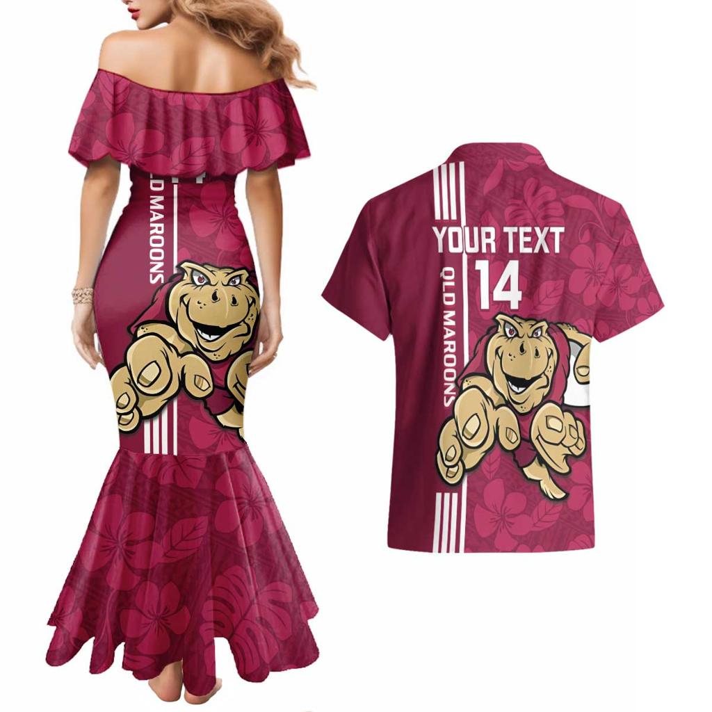 Custom QLD Maroons Rugby Couples Matching Mermaid Dress and Hawaiian Shirt Cane Toads Polynesian Pattern Tropical Vibes