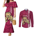 Custom QLD Maroons Rugby Couples Matching Mermaid Dress and Long Sleeve Button Shirt Cane Toads Polynesian Pattern Tropical Vibes