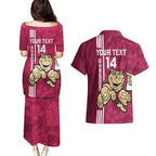 Custom QLD Maroons Rugby Couples Matching Puletasi and Hawaiian Shirt Cane Toads Polynesian Pattern Tropical Vibes