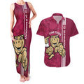 Custom QLD Maroons Rugby Couples Matching Tank Maxi Dress and Hawaiian Shirt Cane Toads Polynesian Pattern Tropical Vibes