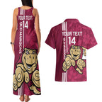 Custom QLD Maroons Rugby Couples Matching Tank Maxi Dress and Hawaiian Shirt Cane Toads Polynesian Pattern Tropical Vibes