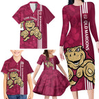 Custom QLD Maroons Rugby Family Matching Long Sleeve Bodycon Dress and Hawaiian Shirt Cane Toads Polynesian Pattern Tropical Vibes