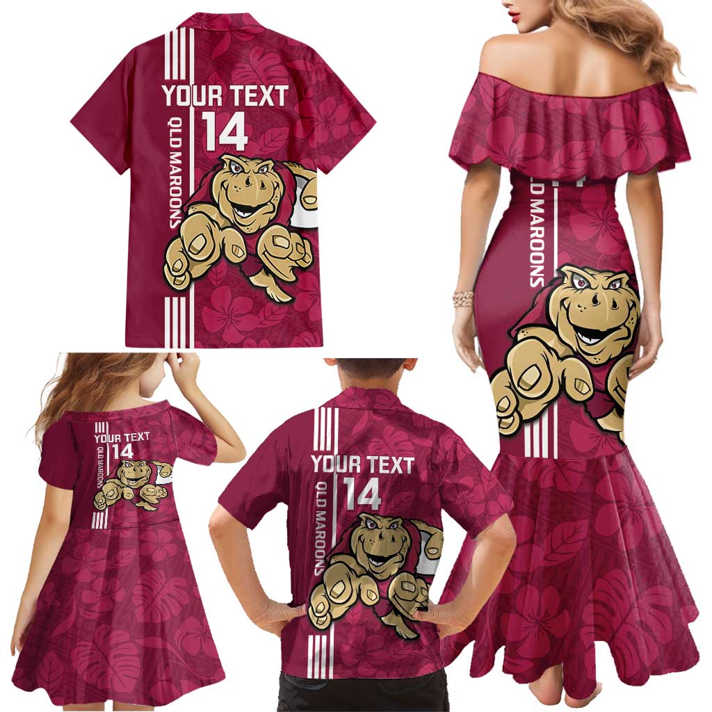 Custom QLD Maroons Rugby Family Matching Mermaid Dress and Hawaiian Shirt Cane Toads Polynesian Pattern Tropical Vibes