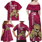 Custom QLD Maroons Rugby Family Matching Off Shoulder Maxi Dress and Hawaiian Shirt Cane Toads Polynesian Pattern Tropical Vibes