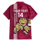 Custom QLD Maroons Rugby Family Matching Off Shoulder Maxi Dress and Hawaiian Shirt Cane Toads Polynesian Pattern Tropical Vibes