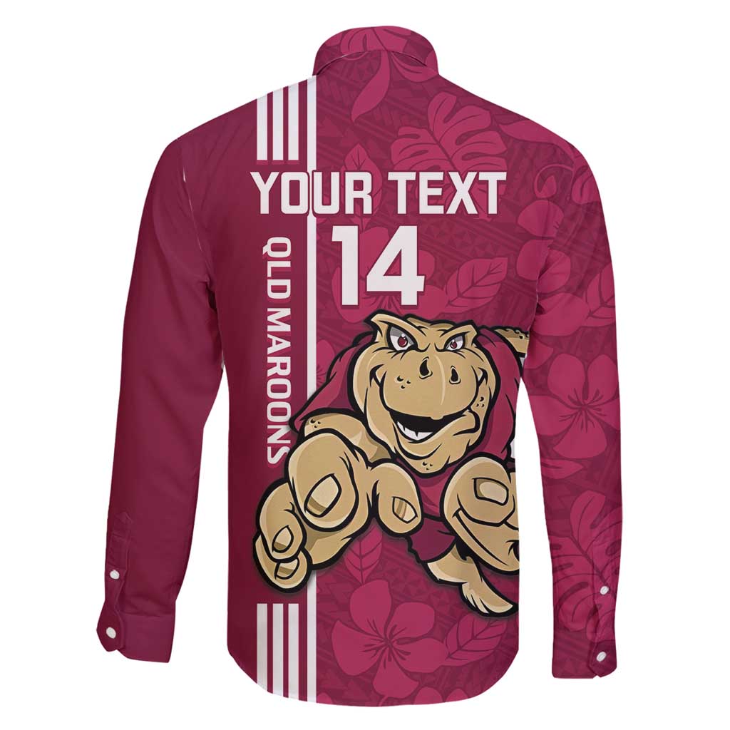 Custom QLD Maroons Rugby Family Matching Off Shoulder Maxi Dress and Hawaiian Shirt Cane Toads Polynesian Pattern Tropical Vibes