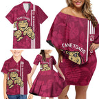 Custom QLD Maroons Rugby Family Matching Off Shoulder Short Dress and Hawaiian Shirt Cane Toads Polynesian Pattern Tropical Vibes