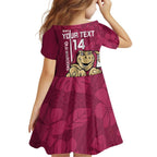 Custom QLD Maroons Rugby Family Matching Off Shoulder Short Dress and Hawaiian Shirt Cane Toads Polynesian Pattern Tropical Vibes