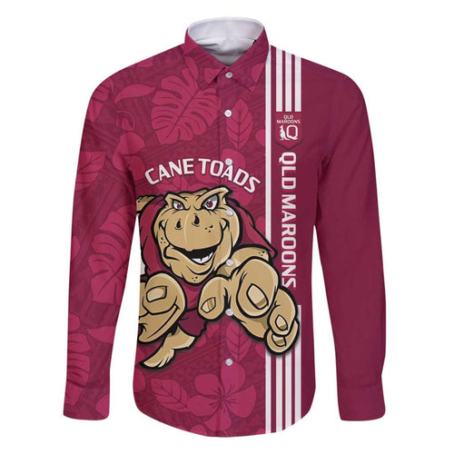 Custom QLD Maroons Rugby Family Matching Off Shoulder Short Dress and Hawaiian Shirt Cane Toads Polynesian Pattern Tropical Vibes