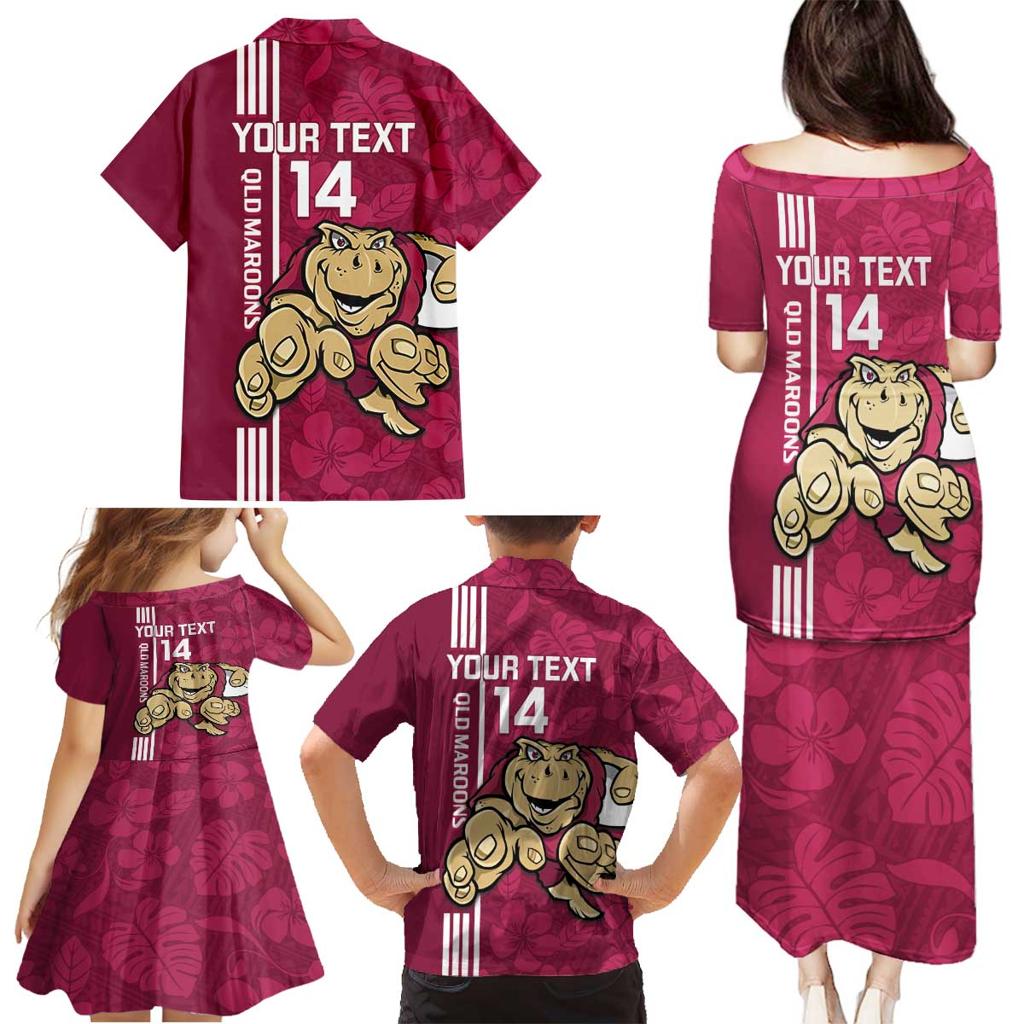 Custom QLD Maroons Rugby Family Matching Puletasi and Hawaiian Shirt Cane Toads Polynesian Pattern Tropical Vibes